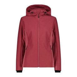 Kurtka damska softshell z kapturem CMP Honeycomb. Czerwone kurtki damskie CMP, xl, bez wzorów, z materiału, z kapturem. Za 342.50 zł.