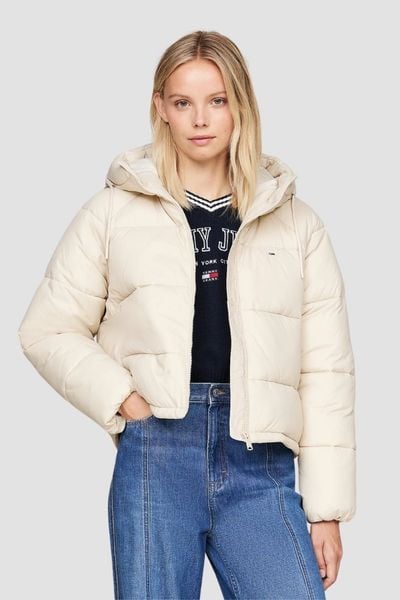 TOMMY JEANS Beżowa pikowana damska kurtka, Rozmiar XL. Brązowe kurtki damskie Tommy Jeans, s, bez wzorów, z jeansu, bez kaptura. W wyprzedaży za 477.99 zł.