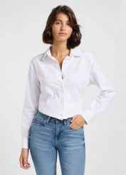 DAMSKA KOSZULA LEE POCKETLESS SHIRT BRIGHT WHITE 112363627. Białe koszule damskie Lee, s, bez wzorów, bez kołnierzyka, bez ramiączek. Za 179.00 zł.