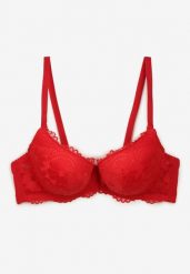 Czerwony Biustonosz Full Cup z Subtelną Koronką i Małą Kokardką Pisalia. Czerwone biustonosze Renee, bez wzorów, z koronki. Za 19.99 zł.