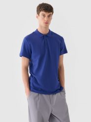 4F Koszulka polo męska - granatowa S. Niebieskie koszulki polo męskie 4f, m, bez wzorów, z bawełny, bez ramiączek. W wyprzedaży za 59.99 zł.