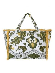 BLE Shopper bag w kolorze biało-oliwkowym - 42 x 30 x 20 cm rozmiar: onesize. Białe shopper bag damskie BLE, bez wzorów, z materiału, na ramię, bez dodatków. Za 102.89 zł.