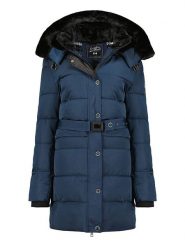 Canadian Peak Płaszcz zimowy "Bettineak" w kolorze niebieskim rozmiar: XXL. Niebieskie płaszcze damskie Canadian Peak, na zimę, xxl, z aplikacjami, z puchu. Za 250.35 zł.