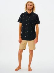 Rip Curl Koszula "Hula Breach" - Regular fit - w kolorze czarnym rozmiar: S. Czarne koszule męskie Rip Curl, s, bez wzorów, z bawełny, bez kołnierzyka, bez ramiączek. Za 91.99 zł.