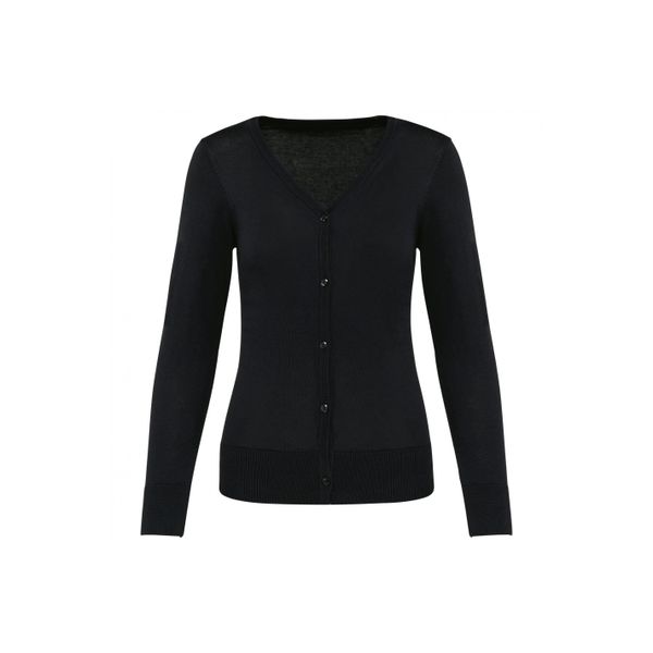 Damski kardigan z suprimy Kariban Premium. Czarne kardigany damskie KARIBAN, bez wzorów, z bawełny. Za 258.50 zł.