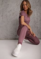 Fioletowe Legginsy Basic z Modelującą Wstawką w Pasie Liacan. Fioletowe legginsy damskie Renee, l, bez wzorów, z jeansu. Za 49.99 zł.