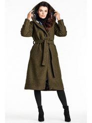 Awama Płaszcz zimowy w kolorze khaki rozmiar: L/XL. Brązowe płaszcze damskie Awama, na zimę, l, bez wzorów, z puchu. Za 247.69 zł.