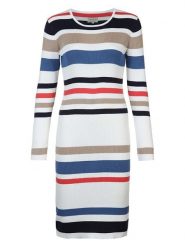 Herrlicher Sukienka dzianinowa "Annalora" w kolorze biało-niebiesko-beżowym rozmiar: S. Białe sukienki damskie Herrlicher, s, bez wzorów, z dzianiny, bez kołnierzyka, bez ramiączek, maxi. Za 217.99 zł.