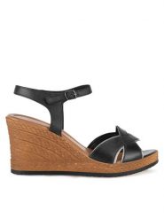 Lasocki Sandały WI23-283-09 Czarny. Czarne sandały damskie Lasocki, bez wzorów, ze skóry, bez obcasa, na koturnie. Za 125.99 zł.