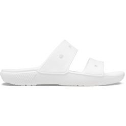 Klapki damskie Crocs Classic Biały. Białe klapki damskie Crocs, bez wzorów, z materiału, bez obcasa. Za 225.00 zł.