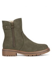 Go Soft Botki WS6207-10 Khaki. Brązowe botki damskie GO SOFT, z materiału, bez obcasa, na płaskiej podeszwie, bez zapięcia. Za 139.99 zł.