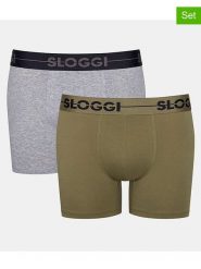 Sloggi Bokserki (2 pary) w kolorze szarym i oliwkowym rozmiar: M. Brązowe bokserki męskie Sloggi, bez wzorów. Za 61.02 zł.