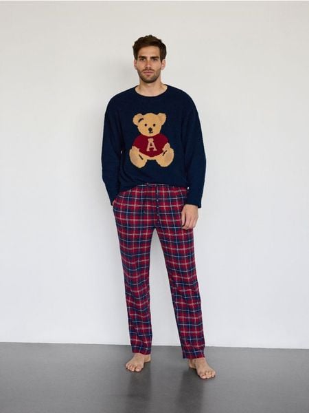 Dwuczęściowa piżama - granatowy. Niebieskie piżamy męskie Reserved, l, bez wzorów, z bawełny, bez ramiączek. W wyprzedaży za 139.99 zł.