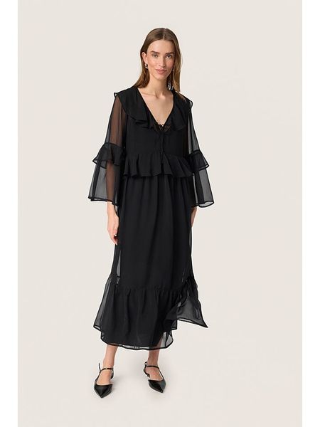 Soaked in Luxury Sukienka w kolorze czarnym rozmiar: L. Czarne sukienki damskie Soaked in Luxury, l, bez wzorów, bez kołnierzyka, bez ramiączek, midi, rozkloszowane. Za 165.99 zł.