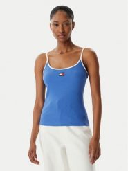 Tommy Jeans Top DW0DW22261 Niebieski Slim Fit. Niebieskie topy damskie Tommy Jeans, xl, bez wzorów, z bawełny, bez kołnierzyka. Za 149.99 zł.