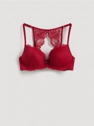 Biustonosz z koronką - czerwony. Czerwone biustonosze Reserved, bez wzorów, z dzianiny. Za 69.99 zł.