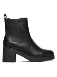 DKNY Botki Teenie Platform BO K4500741 Czarny. Czarne botki damskie DKNY, ze skóry, bez obcasa, na słupku, bez zapięcia. Za 879.99 zł.