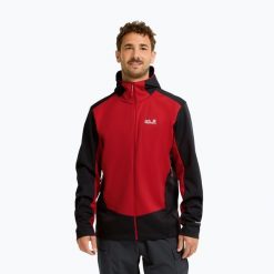 Kurtka softshell męska Jack Wolfskin Skyvail. Czerwone kurtki softshell damskie Jack Wolfskin, l, bez wzorów, z materiału, bez kaptura. Za 652.85 zł.