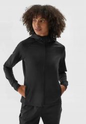 Bluza treningowa damska sportowa rozpinana szybkoschnąca. Czarne bluzy z kapturem damskie 4f, l, z elastanu. Za 239.99 zł.