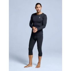Koszulka z wełny merynosów termoutwardzalna – mężczyźni – koszula + legginsy 3/4. Czarne bielizna termoaktywna męska POEDERBAAS, m, bez wzorów, z wełny, bez kołnierzyka, bez ramiączek. W wyprzedaży za 307.92 zł.