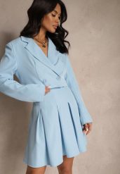 Niebieska Plisowana Spódnica High Waist o Rozkloszowanym Kroju Redilsa. Niebieskie spódniczki damskie Renee, l, bez wzorów, eleganckie, z podwyższonym stanem, mini, plisowane. Za 59.99 zł.