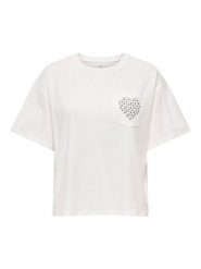 ONLY Koszulka "Terza" w kolorze białym rozmiar: S. Białe bluzki damskie Only, s, bez wzorów, z bawełny, bez kołnierzyka. Za 60.99 zł.