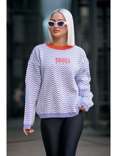 MADMEXT Sweter w kolorze lawendowo-białym rozmiar: S. Różowe swetry klasyczne damskie MADMEXT, s, z bawełny, bez kołnierzyka. Za 100.99 zł.