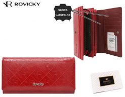 Portfel damski ROVICKY RPX-20-PMT RED czerwony. Czerwone portfele damskie bez wzorów, ze skóry. Za 31.00 zł.