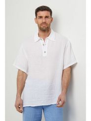 Rodier Lin Lniana koszulka polo w kolorze białym rozmiar: XL/XXL. Białe koszulki polo męskie Rodier Lin, xl, bez wzorów, ze lnu, bez ramiączek. Za 136.13 zł.