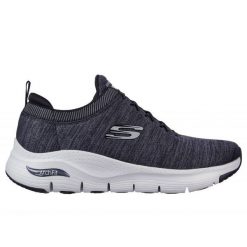 Buty Skechers Arch Fit Waveport M 232301BKGY. Czarne buty sportowe na co dzień męskie z gumy, bez zapięcia, trekkingowe. Za 550.83 zł.