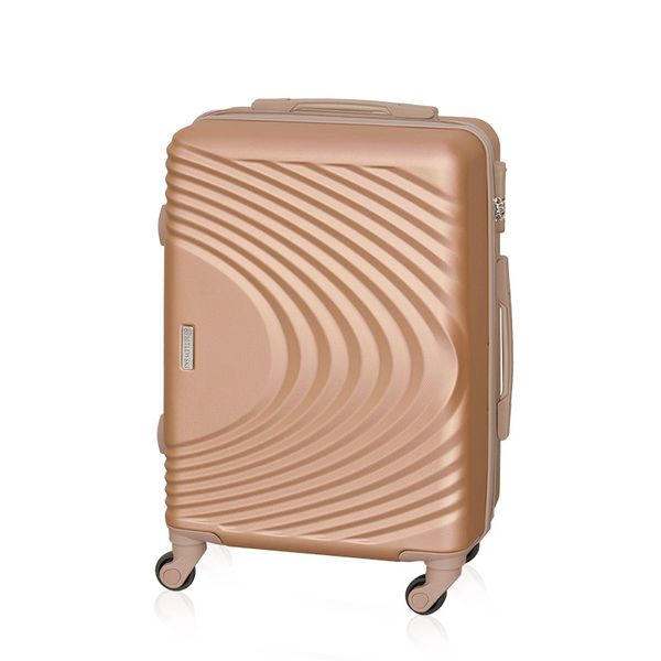 Walizka podróżna BETLEWSKI BWA-055 M złota. Żółte walizki Betlewski, bez wzorów, z materiału. Za 179.99 zł.