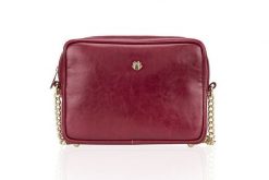 Skórzana torebka listonoszka Felice Gold FG03 bordowa. Czerwone shopper bag damskie Felice, bez wzorów, ze skóry, na ramię, bez dodatków. Za 199.00 zł.