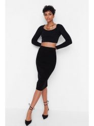 Trendyol Spódnica w kolorze czarnym rozmiar: S. Czarne spódniczki damskie Trendyol, s, bez wzorów, z podwyższonym stanem, midi. Za 50.45 zł.