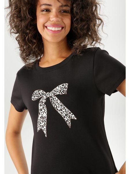 Aniston Koszulka w kolorze czarnym rozmiar: 46. Czarne bluzki damskie Aniston, bez wzorów, z bawełny, bez kołnierzyka. Za 26.13 zł.