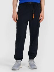 SPODNIE MĘSKIE 4F CASUAL TTROM1001 CZARNE. Czarne spodnie materiałowe męskie 4f, bez wzorów, z bawełny, casualowe. Za 189.99 zł.
