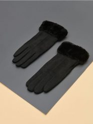 Rękawiczki - czarny. Czarne rękawiczki damskie Sinsay, bez wzorów, z futra. Za 25.99 zł.