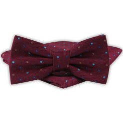 Mucha Męska z Poszetką - Alties - Bordowa w Kolorowe Groszki. Czerwone krawaty i muchy męskie Alties, bez wzorów, eleganckie. Za 54.00 zł.