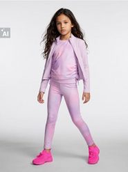 Komplet tie-dye: marszczona koszulka z wiązaniem i legginsy - fioletowy. Fioletowe koszulki dziewczęce Sinsay, l, bez wzorów, bez ramiączek. Za 35.99 zł.
