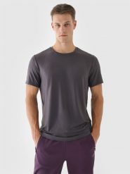 4F Koszulka treningowa regular szybkoschnąca męska - szara XL. Szare t-shirty sportowe męskie 4f, m, z dzianiny, bez ramiączek, na fitness i siłownię. Za 79.99 zł.