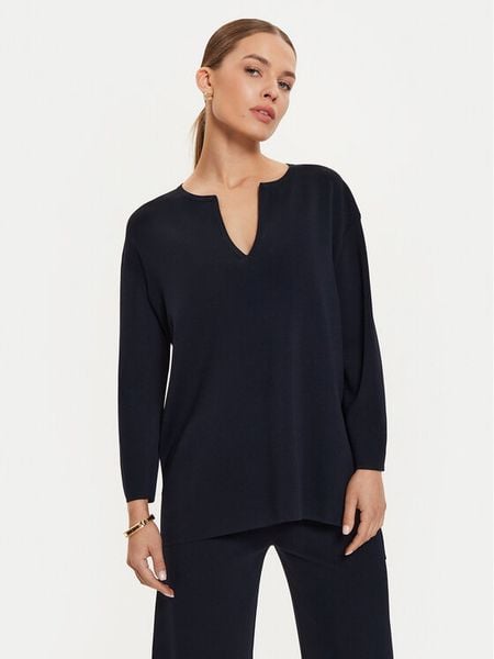 Max Mara Leisure Bluzka Sottile 24263660 Granatowy Relaxed Fit. Niebieskie bluzki damskie Max Mara Leisure, l, bez wzorów, z syntetyku, bez kołnierzyka, bez ramiączek. Za 679.99 zł.