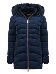 Geographical Norway Płaszcz pikowany "Bilove" w kolorze granatowym rozmiar: S. Niebieskie płaszcze damskie Geographical Norway, s, bez wzorów. Za 259.13 zł.