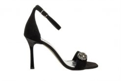 Sandały Bayla-159 5040 003-P Czarny Welur 159197, Skóra naturalna - 37. Czarne sandały damskie Bayla, z aplikacjami, z materiału, bez obcasa, na szpilce. W wyprzedaży za 269.10 zł.