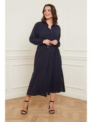 Curvy Lady Sukienka w kolorze granatowym rozmiar: 44/46. Niebieskie sukienki damskie Curvy Lady, bez wzorów, ze skóry, klasyczne, bez kołnierzyka, bez ramiączek, midi. Za 122.67 zł.