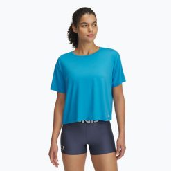 Koszulka treningowa damska Under Armour Motion ether blue/white. Niebieskie bluzki damskie Under Armour, bez wzorów, bez kołnierzyka. Za 109.99 zł.