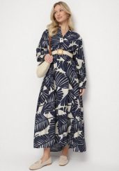 Niebieska Wiskozowa Sukienka o Rozkloszowanym Kroju w Liście Rivvesa. Niebieskie sukienki damskie Born2be, na co dzień, m, bez wzorów, z wiskozy, eleganckie, bez kołnierzyka, bez ramiączek, maxi, proste. W wyprzedaży za 111.99 zł.