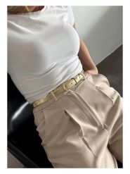 Lucky Bees Pasek w kolorze złotym - dł. 100 cm rozmiar: onesize. Żółte paski damskie Lucky Bees, bez wzorów, z materiału. Za 30.99 zł.