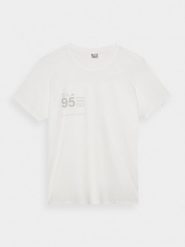 4F T-shirt regular z nadrukiem męski - biały XXL. Białe t-shirty męskie 4f, m, bez wzorów, z bawełny, bez kołnierzyka. Za 29.99 zł.