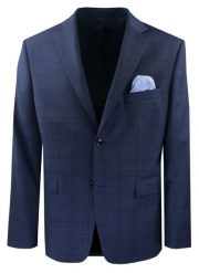 Wełniana Marynarka Męska - MEN'SFIELD - Granatowa w Kratkę. Niebieskie marynarki męskie MEN'SFIELD, bez wzorów, z materiału. Za 675.00 zł.