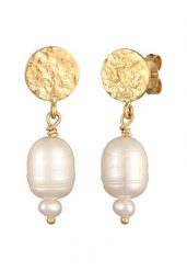 Elli PREMIUM Damskie kolczyki organiczne z perły hodowlana słodkowodna z pozłacanego srebra próby 925 Stering Silver Kolczyki 1 ct. Szare kolczyki damskie Elli PREMIUM, z perłą, pozłacane. Za 283.99 zł.