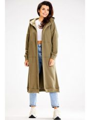 Awama Płaszcz dresowy w kolorze khaki rozmiar: L/XL. Brązowe płaszcze damskie Awama, l, bez wzorów, z dresówki. Za 165.71 zł.